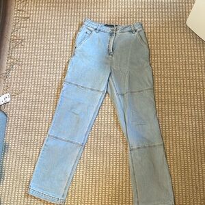 wildfang the essential workwear pants in lightwash denim